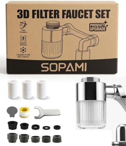 Water Filter Faucet with 3 Cartridges
